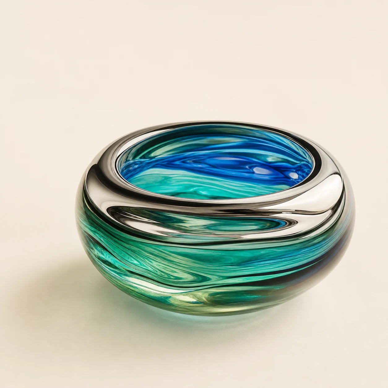 Abstract monochrome hand-blown glass vessel